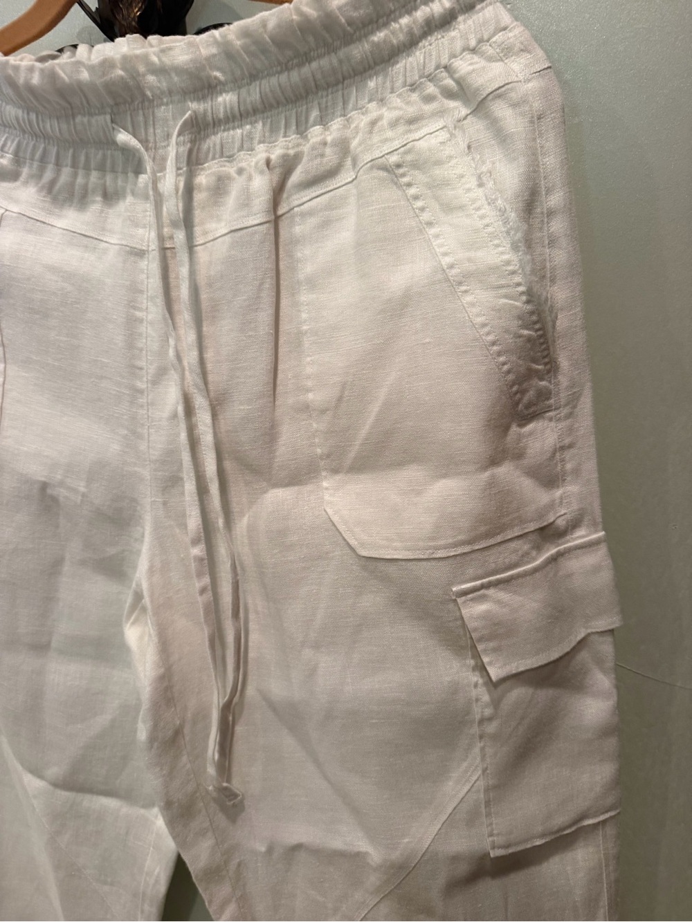 Classic White Linen Jacket and Cargo Pants for Women - Picture 7 of 8